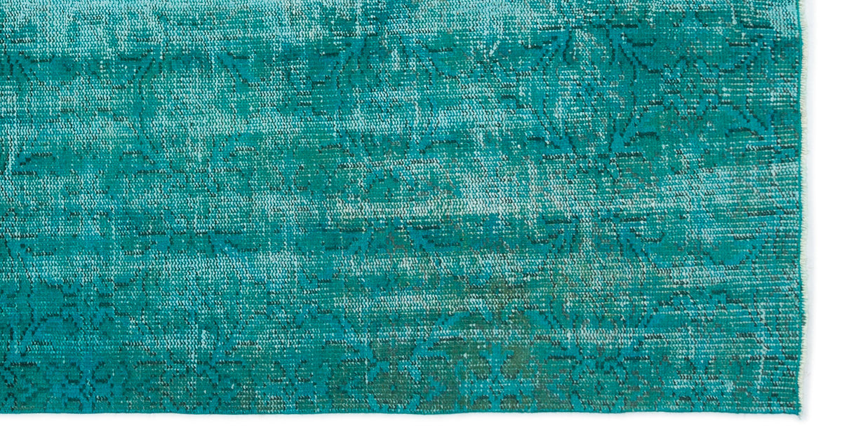 Turquoise  Over Dyed Vintage Rug 4&#39;2&#39;&#39; x 7&#39;10&#39;&#39; ft 126 x 238 cm