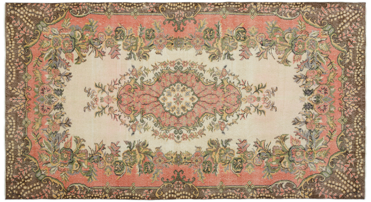 Traditional Design Natural Aged Vintage Rug 5&#39;5&#39;&#39; x 9&#39;10&#39;&#39; ft 165 x 300 cm