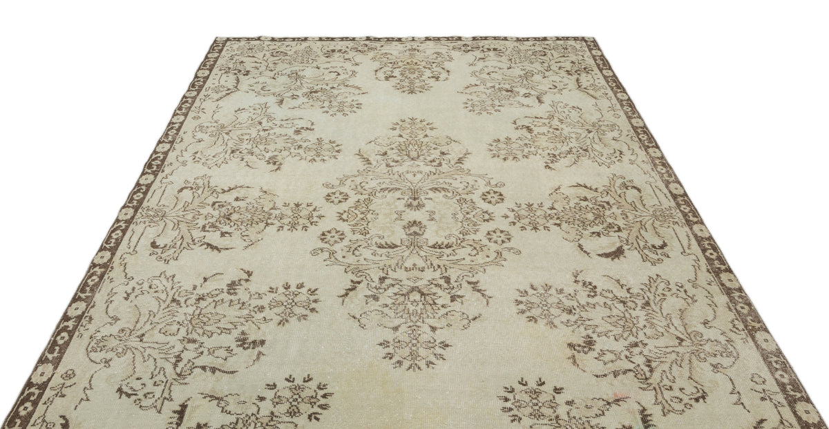 Beige Over Dyed Vintage Rug 6&#39;11&#39;&#39; x 10&#39;6&#39;&#39; ft 210 x 320 cm