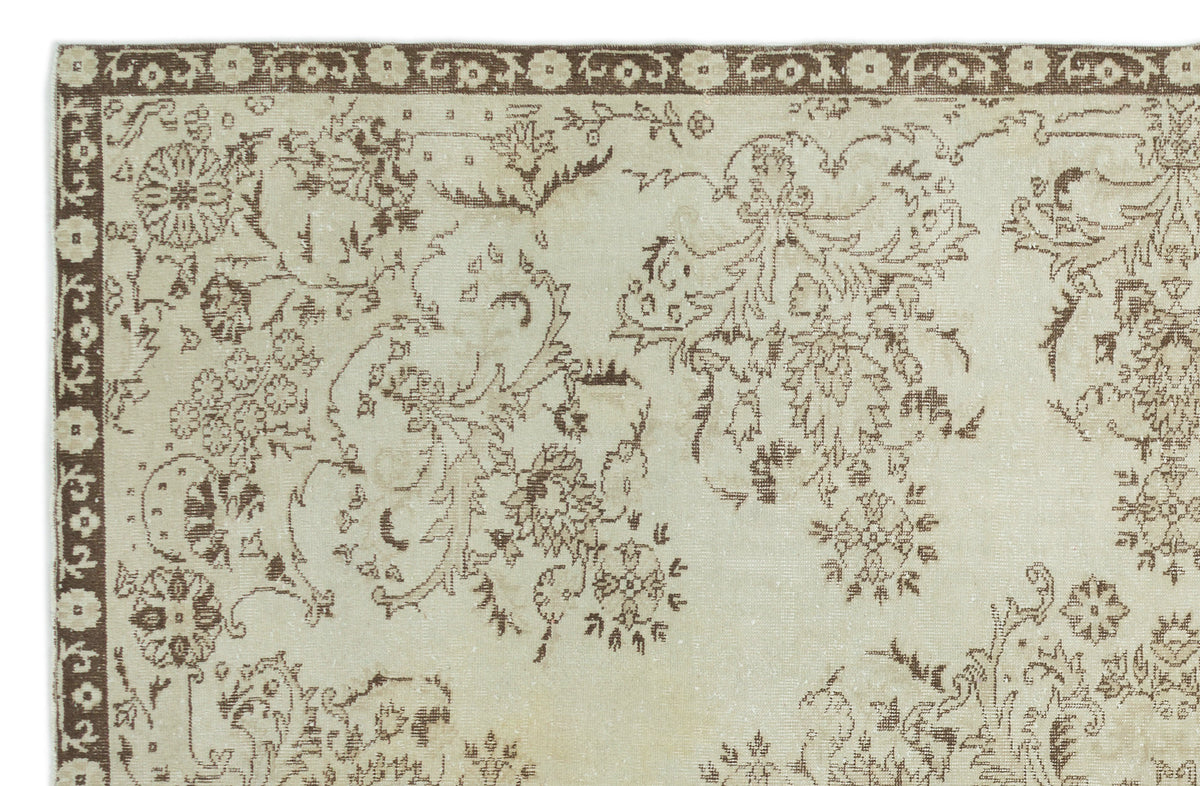 Beige Over Dyed Vintage Rug 6&#39;11&#39;&#39; x 10&#39;6&#39;&#39; ft 210 x 320 cm