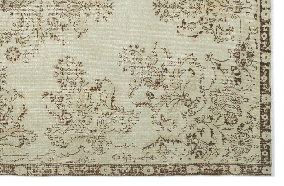 Beige Over Dyed Vintage Rug 6&#39;11&#39;&#39; x 10&#39;6&#39;&#39; ft 210 x 320 cm