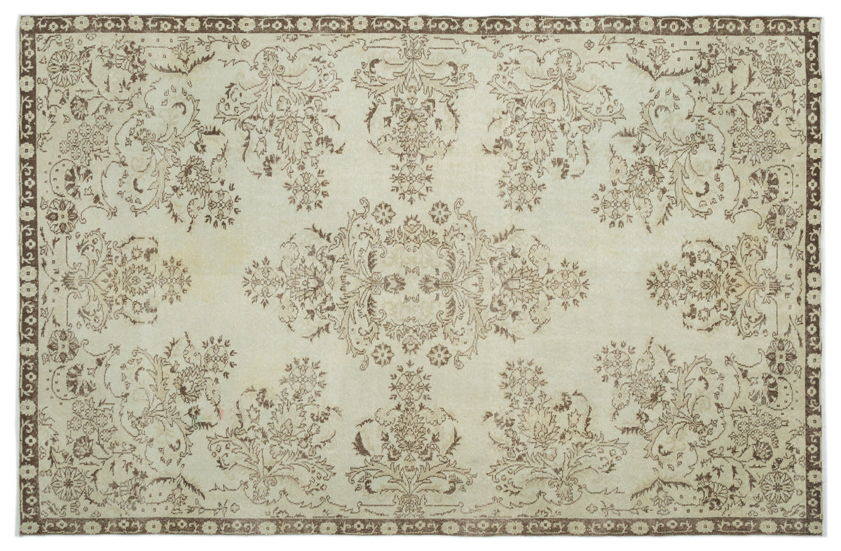 Beige Over Dyed Vintage Rug 6&#39;11&#39;&#39; x 10&#39;6&#39;&#39; ft 210 x 320 cm