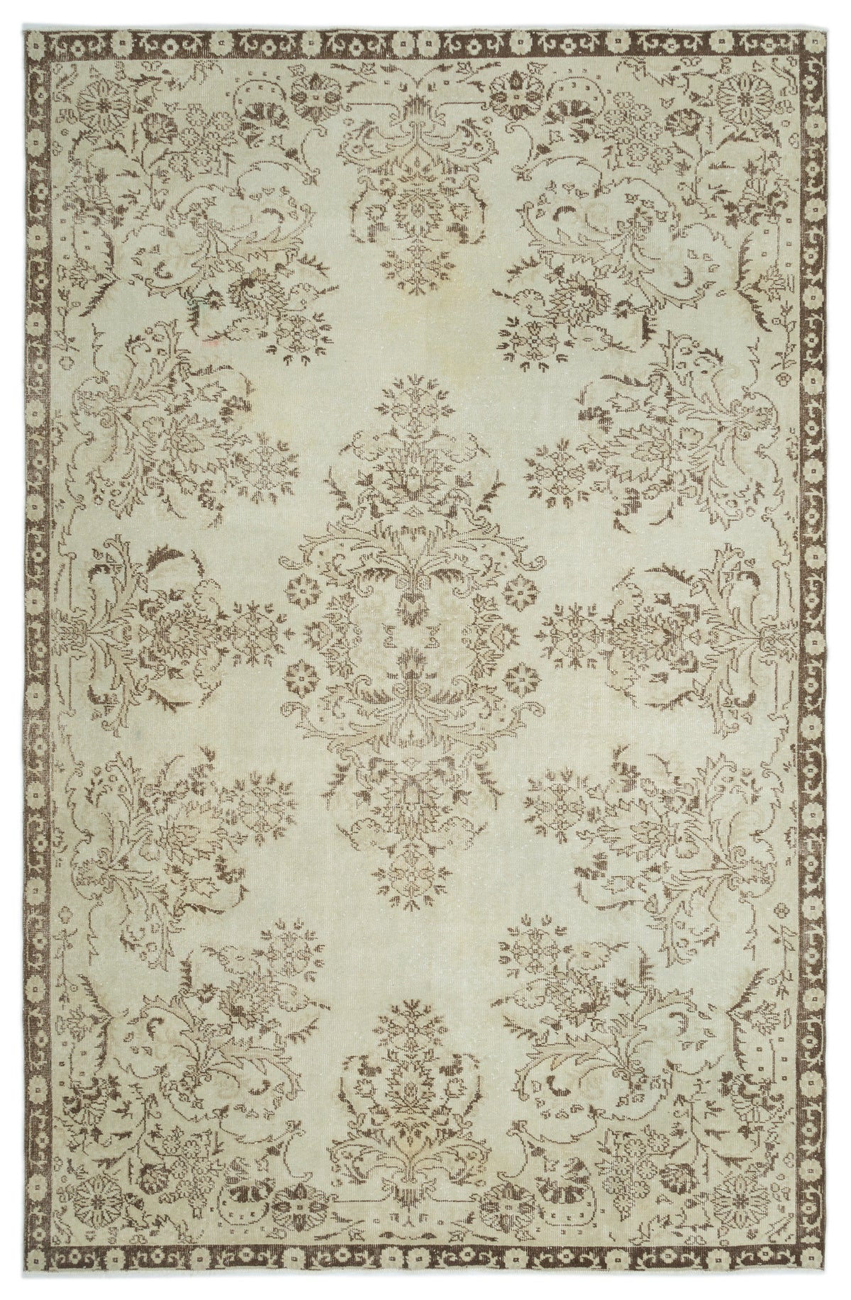 Beige Over Dyed Vintage Rug 6&#39;11&#39;&#39; x 10&#39;6&#39;&#39; ft 210 x 320 cm