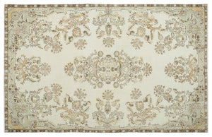 Beige Over Dyed Vintage Rug 6'4'' x 9'10'' ft 193 x 300 cm