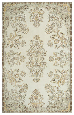 Beige Over Dyed Vintage Rug 6'4'' x 9'10'' ft 193 x 300 cm