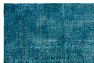Turquoise  Over Dyed Vintage Rug 6'6'' x 9'10'' ft 199 x 300 cm