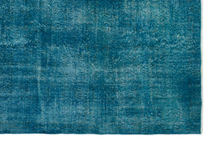 Turquoise  Over Dyed Vintage Rug 6'6'' x 9'10'' ft 199 x 300 cm