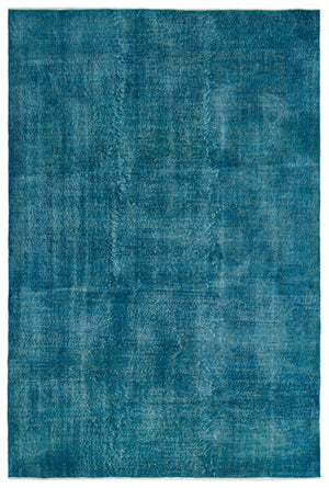 Turquoise  Over Dyed Vintage Rug 6'6'' x 9'10'' ft 199 x 300 cm