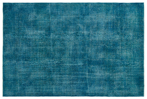 Turquoise  Over Dyed Vintage Rug 6'6'' x 9'10'' ft 199 x 300 cm