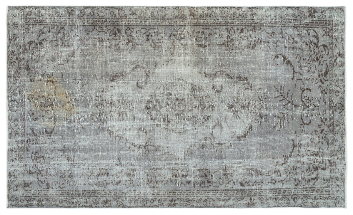 Gray Over Dyed Vintage Rug 5&#39;3&#39;&#39; x 8&#39;11&#39;&#39; ft 160 x 271 cm