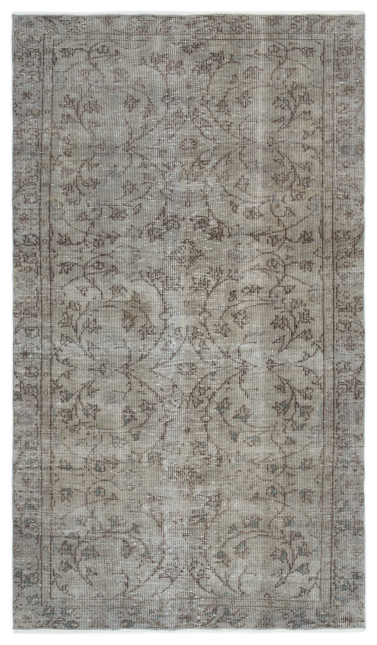 Gray Over Dyed Vintage Rug 4&#39;8&#39;&#39; x 8&#39;5&#39;&#39; ft 142 x 256 cm