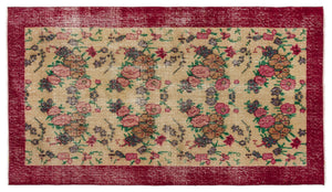 Naturel Over Dyed Vintage Rug 3'7'' x 6'4'' ft 110 x 193 cm