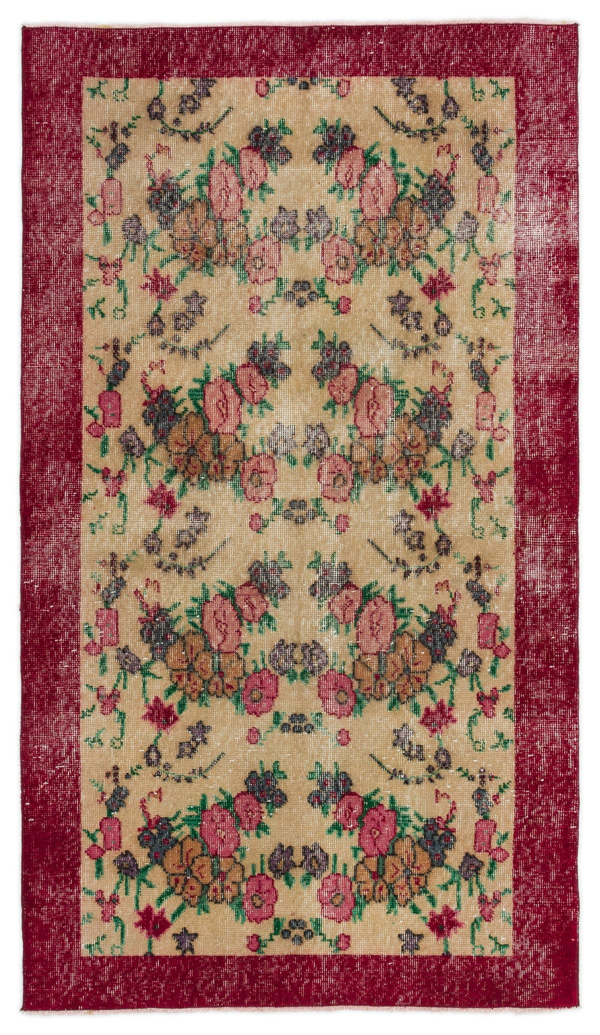 Naturel Over Dyed Vintage Rug 3&#39;7&#39;&#39; x 6&#39;4&#39;&#39; ft 110 x 193 cm