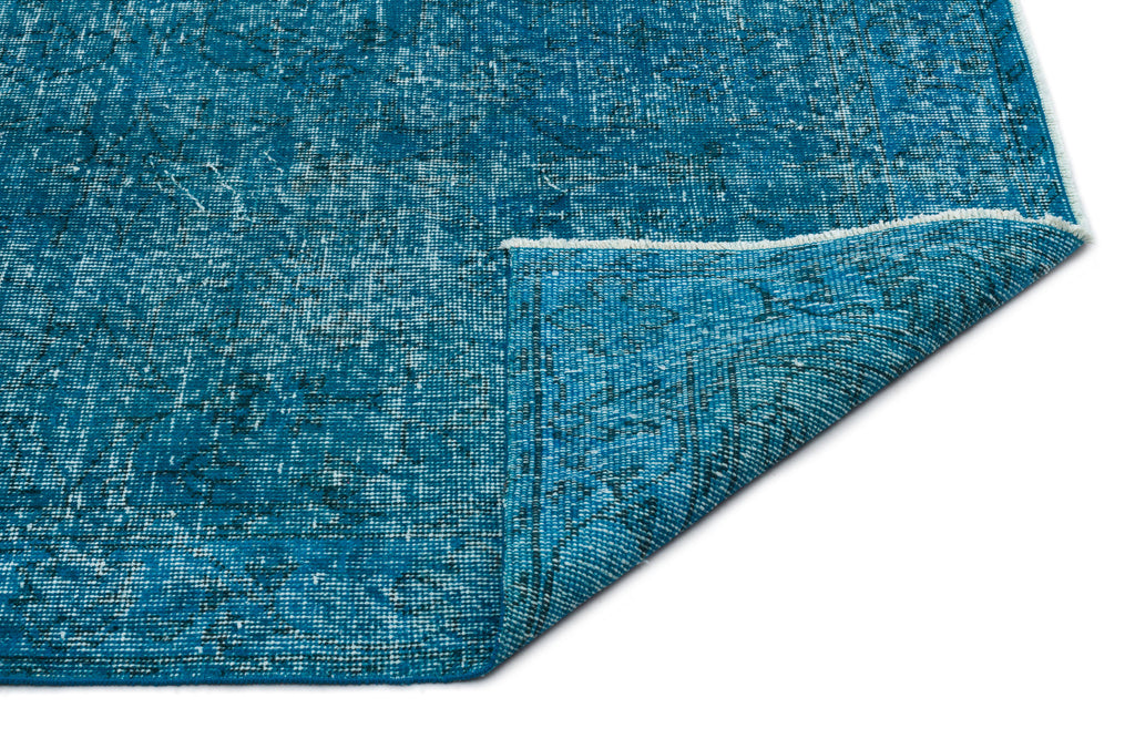 Turquoise  Over Dyed Vintage Rug 3'9'' x 6'10'' ft 115 x 208 cm