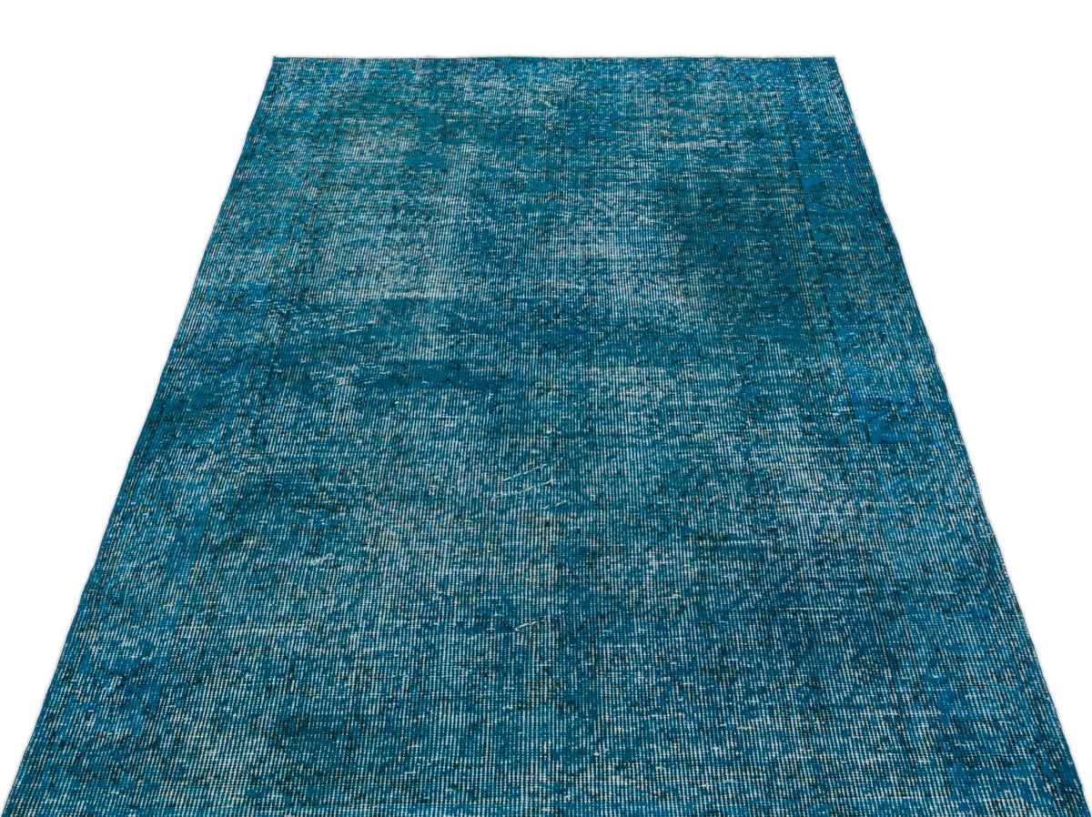 Turquoise  Over Dyed Vintage Rug 3&#39;9&#39;&#39; x 6&#39;10&#39;&#39; ft 115 x 208 cm