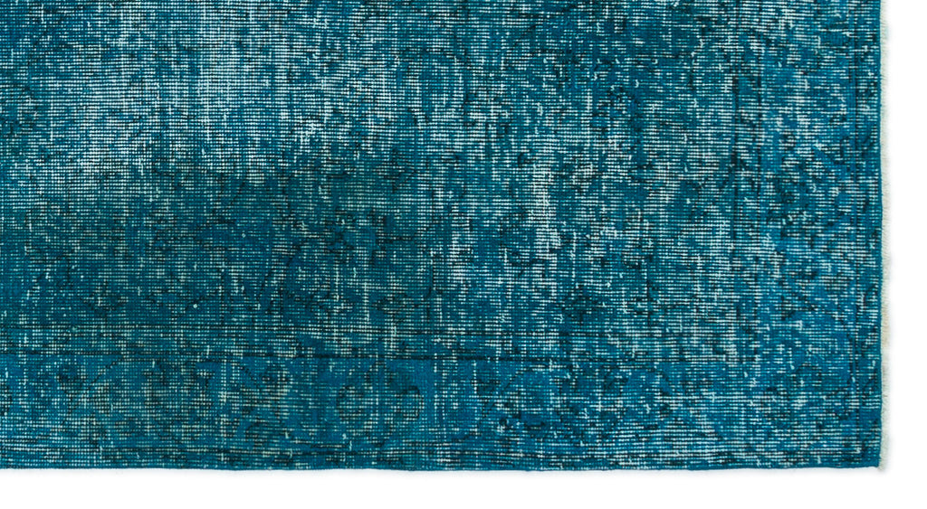 Turquoise  Over Dyed Vintage Rug 3'9'' x 6'10'' ft 115 x 208 cm