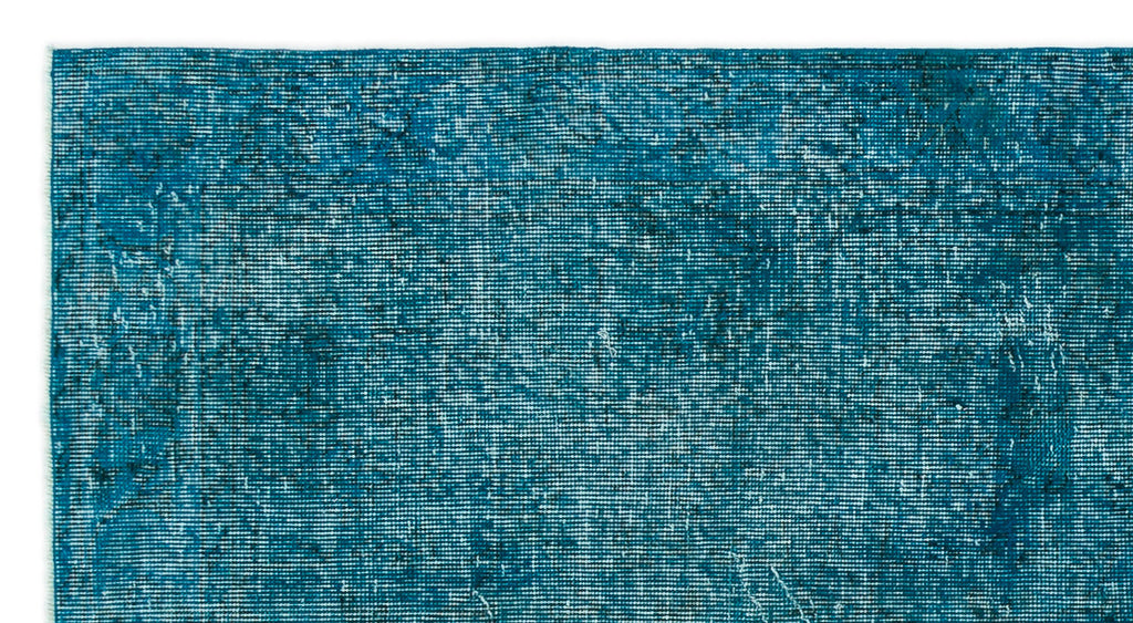 Turquoise  Over Dyed Vintage Rug 3'9'' x 6'10'' ft 115 x 208 cm
