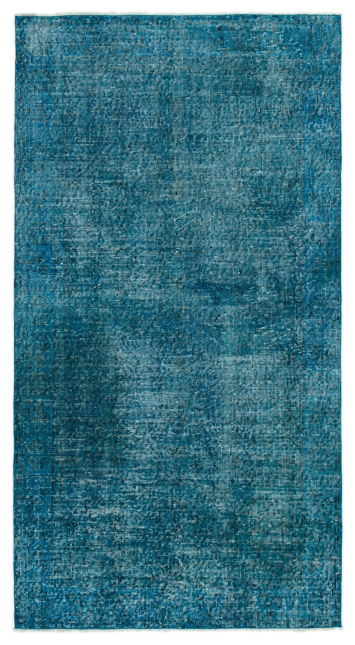 Turquoise  Over Dyed Vintage Rug 3&#39;9&#39;&#39; x 6&#39;10&#39;&#39; ft 115 x 208 cm
