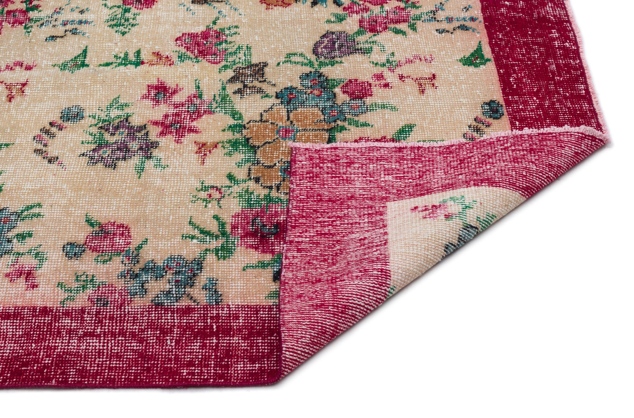Red Over Dyed Vintage Rug 5'1'' x 7'11'' ft 156 x 241 cm