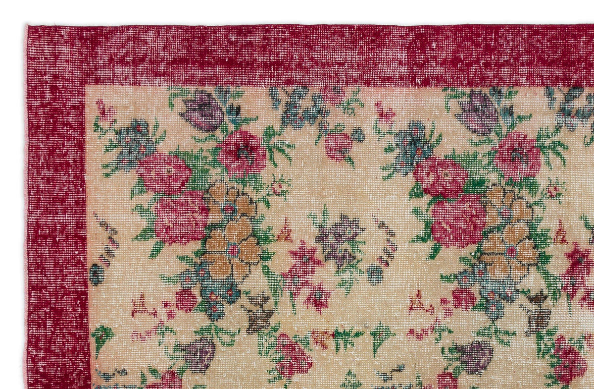 Red Over Dyed Vintage Rug 5&#39;1&#39;&#39; x 7&#39;11&#39;&#39; ft 156 x 241 cm