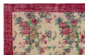 Red Over Dyed Vintage Rug 5'1'' x 7'11'' ft 156 x 241 cm