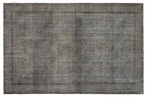 Gray Over Dyed Vintage Rug 6'6'' x 9'12'' ft 197 x 304 cm