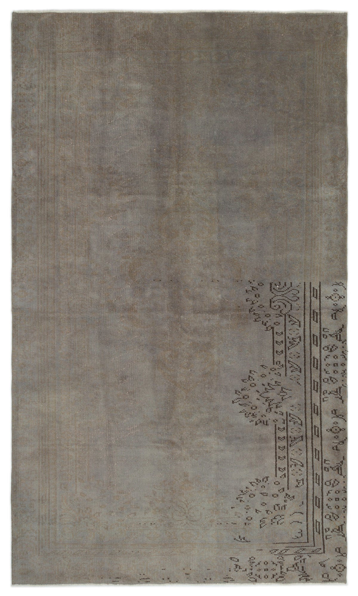 Gray Over Dyed Vintage Rug 5&#39;7&#39;&#39; x 9&#39;6&#39;&#39; ft 170 x 290 cm