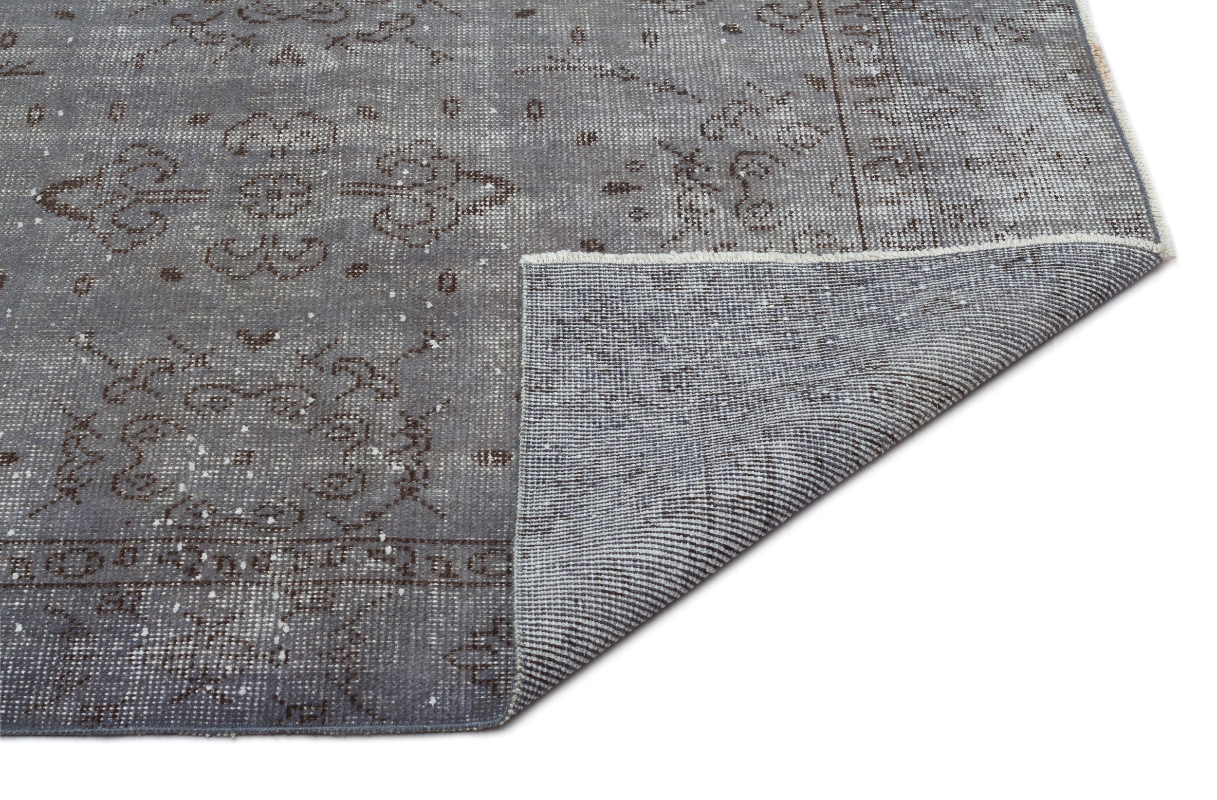 Gray Over Dyed Vintage Rug 5'8'' x 9'5'' ft 172 x 286 cm