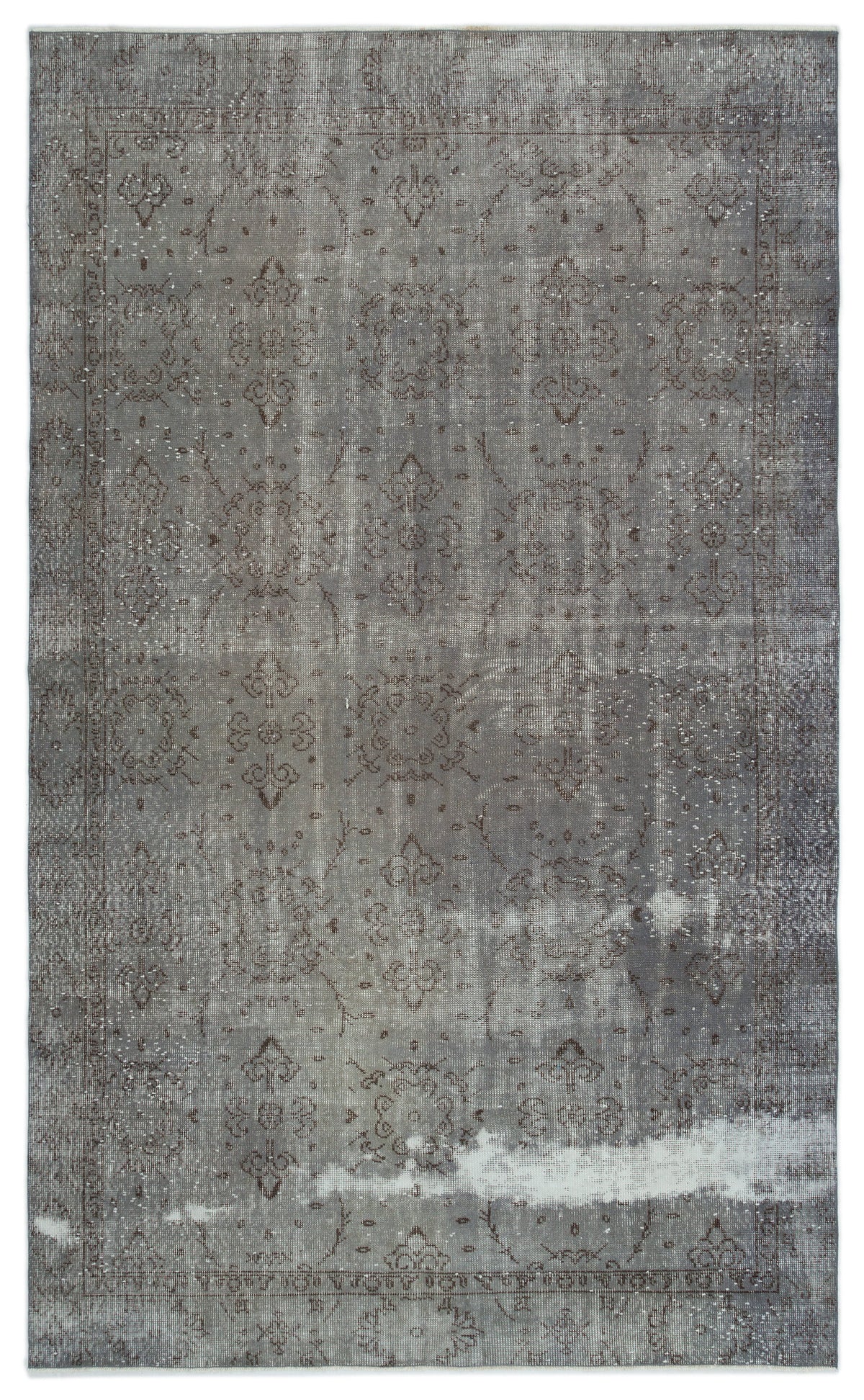 Gray Over Dyed Vintage Rug 5&#39;8&#39;&#39; x 9&#39;5&#39;&#39; ft 172 x 286 cm