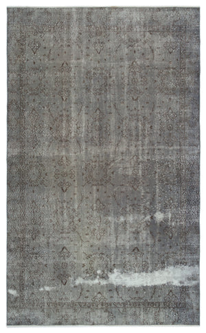 Gray Over Dyed Vintage Rug 5'8'' x 9'5'' ft 172 x 286 cm