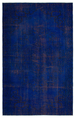 Blue Over Dyed Vintage Rug 5'9'' x 9'1'' ft 175 x 278 cm