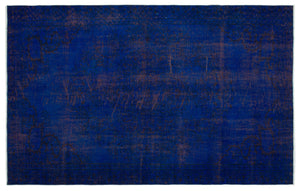 Blue Over Dyed Vintage Rug 5'9'' x 9'1'' ft 175 x 278 cm