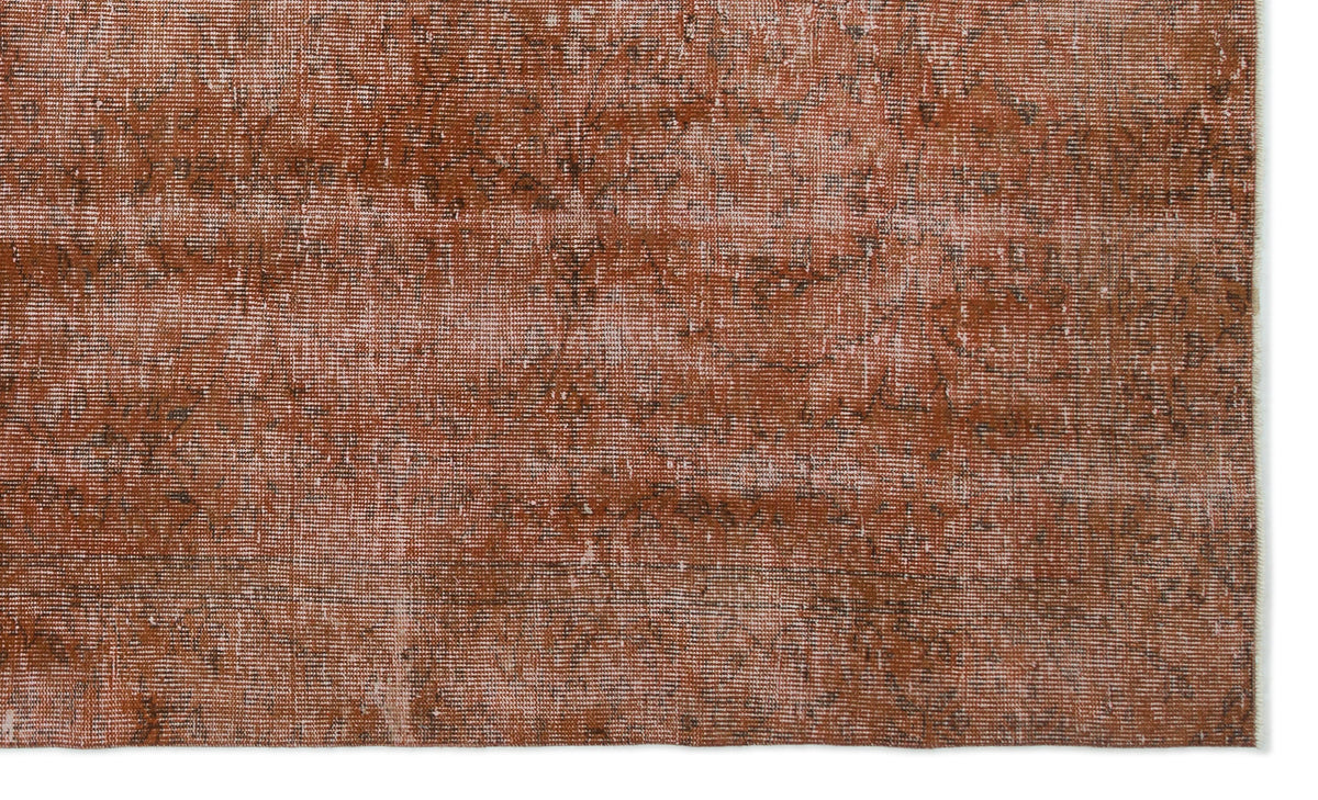 Brown Over Dyed Vintage Rug 5&#39;10&#39;&#39; x 9&#39;9&#39;&#39; ft 178 x 298 cm