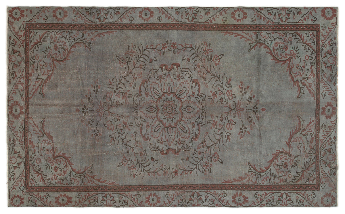 Gray Over Dyed Vintage Rug 5&#39;3&#39;&#39; x 8&#39;5&#39;&#39; ft 161 x 257 cm