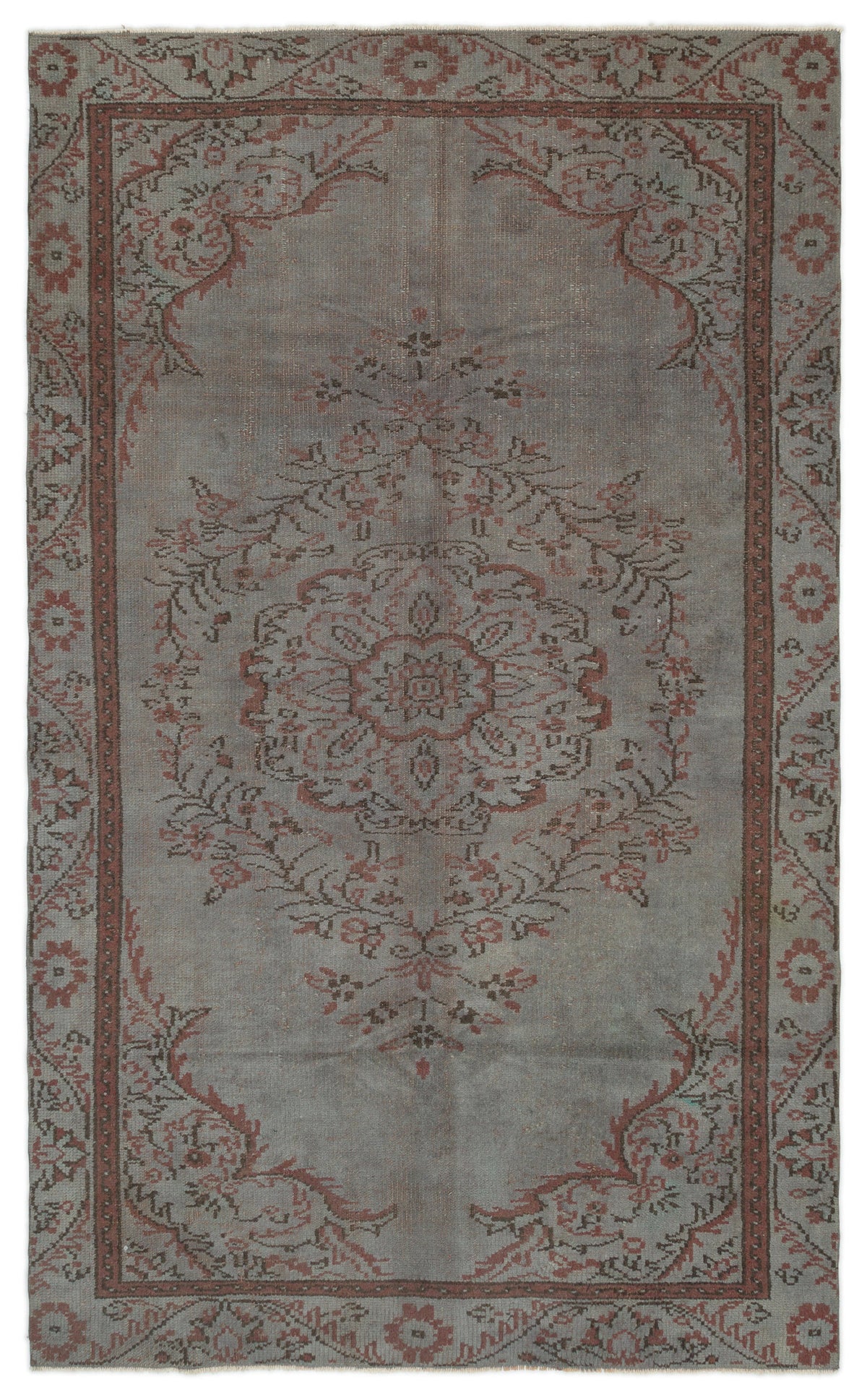 Gray Over Dyed Vintage Rug 5&#39;3&#39;&#39; x 8&#39;5&#39;&#39; ft 161 x 257 cm