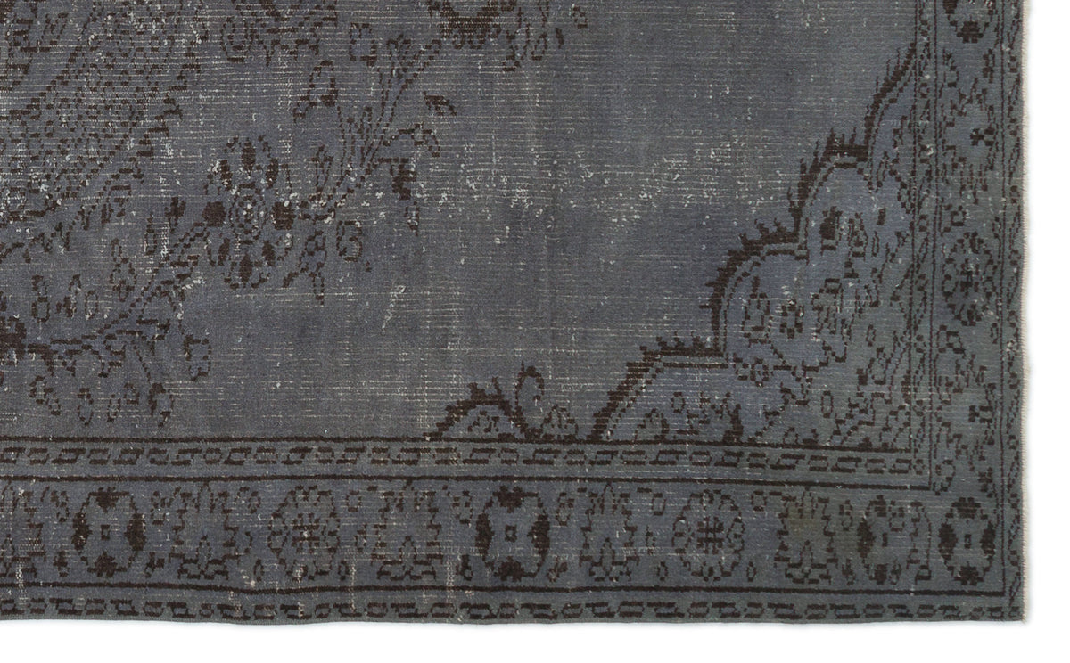 Gray Over Dyed Vintage Rug 5&#39;10&#39;&#39; x 9&#39;6&#39;&#39; ft 178 x 290 cm
