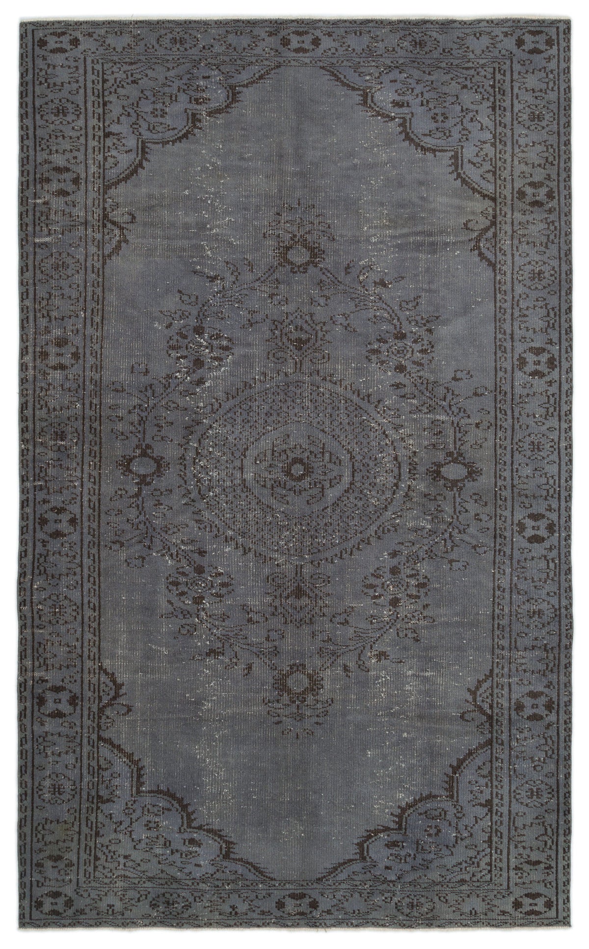 Gray Over Dyed Vintage Rug 5&#39;10&#39;&#39; x 9&#39;6&#39;&#39; ft 178 x 290 cm
