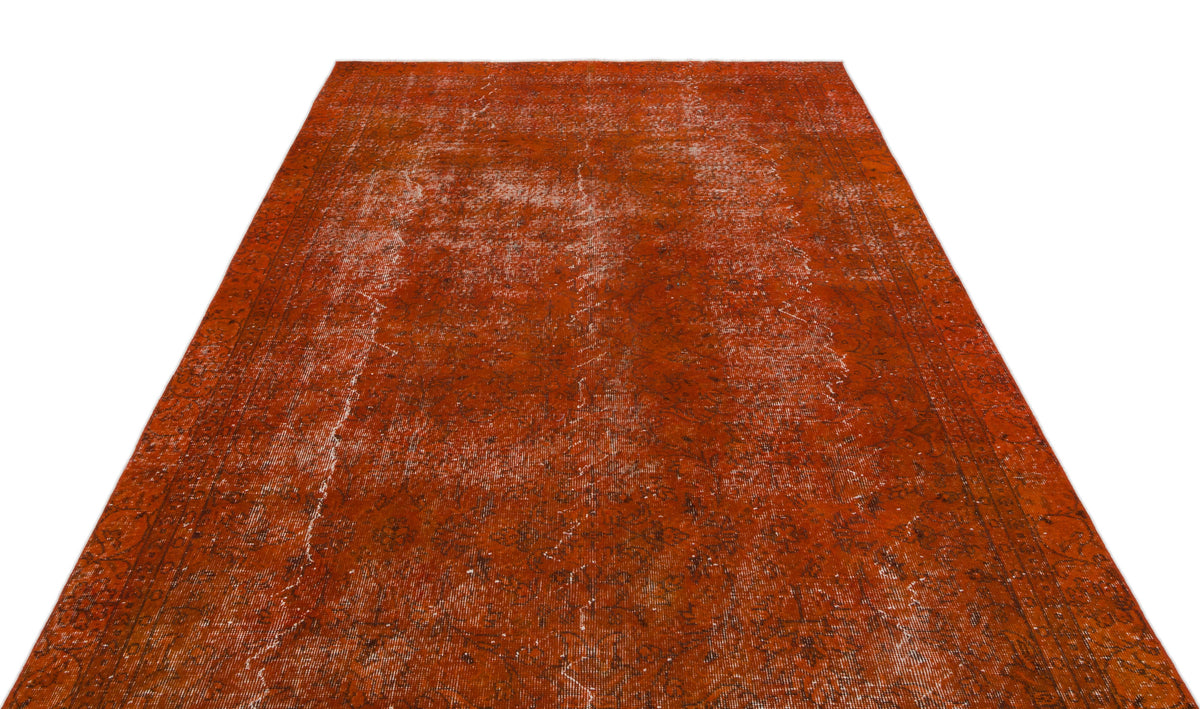 Orange Over Dyed Vintage Rug 5&#39;12&#39;&#39; x 9&#39;6&#39;&#39; ft 182 x 290 cm