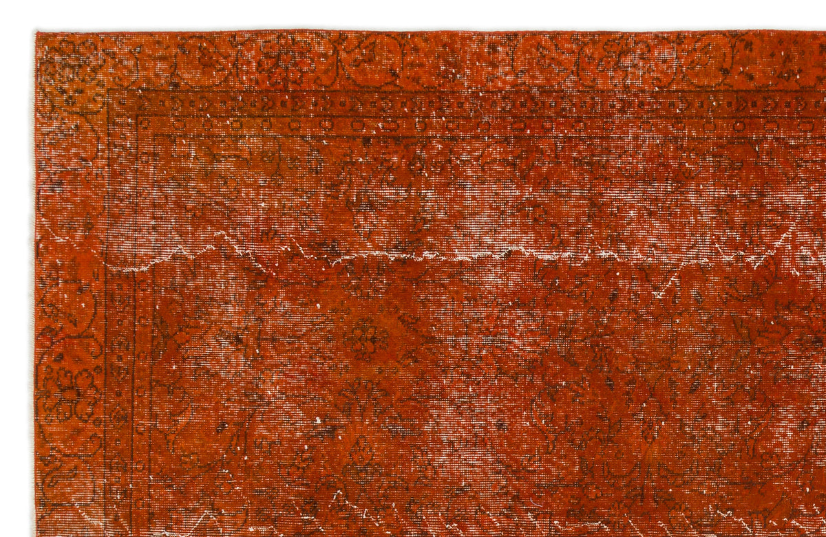 Orange Over Dyed Vintage Rug 5&#39;12&#39;&#39; x 9&#39;6&#39;&#39; ft 182 x 290 cm