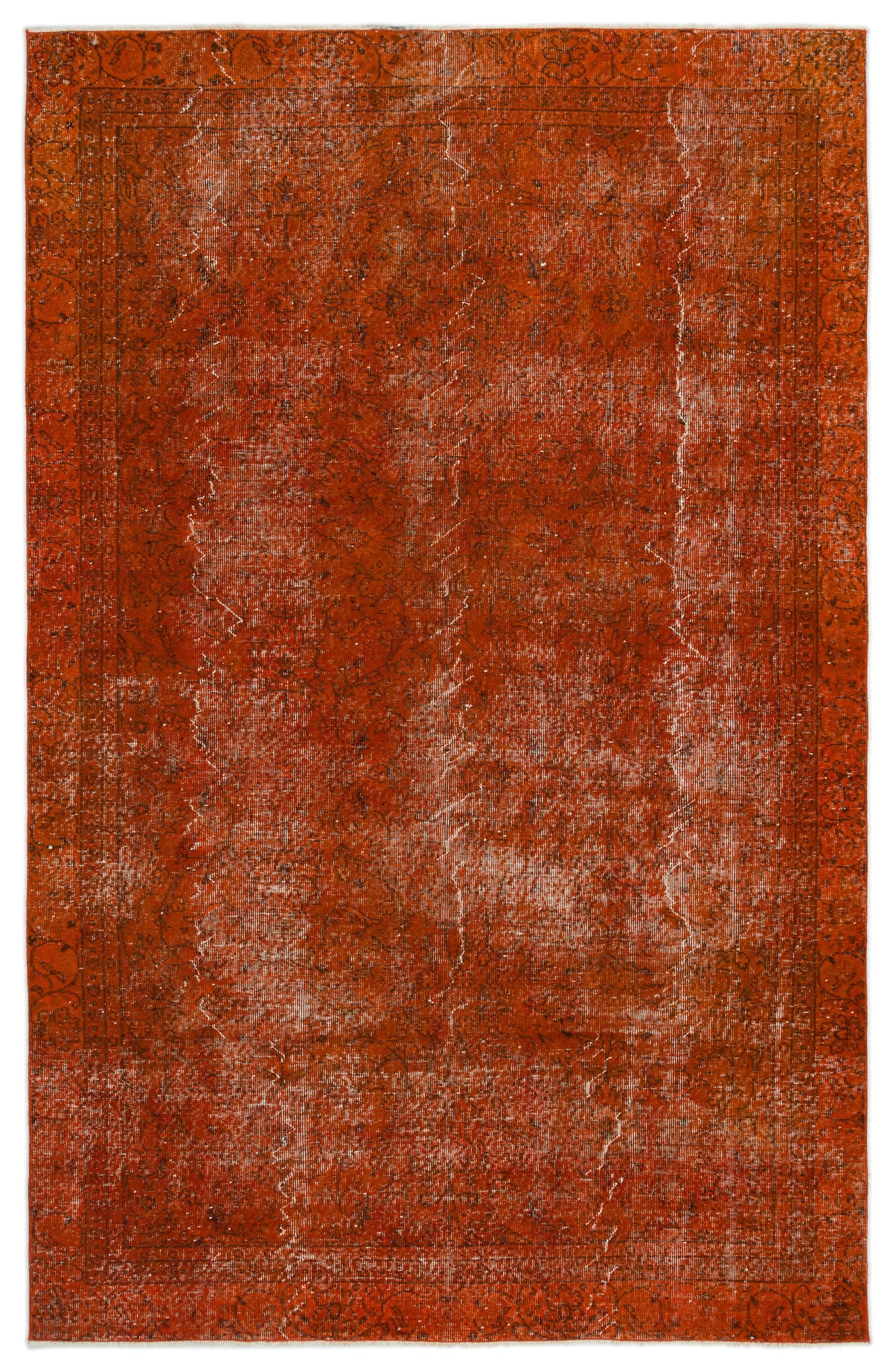 Orange Over Dyed Vintage Rug 5&#39;12&#39;&#39; x 9&#39;6&#39;&#39; ft 182 x 290 cm