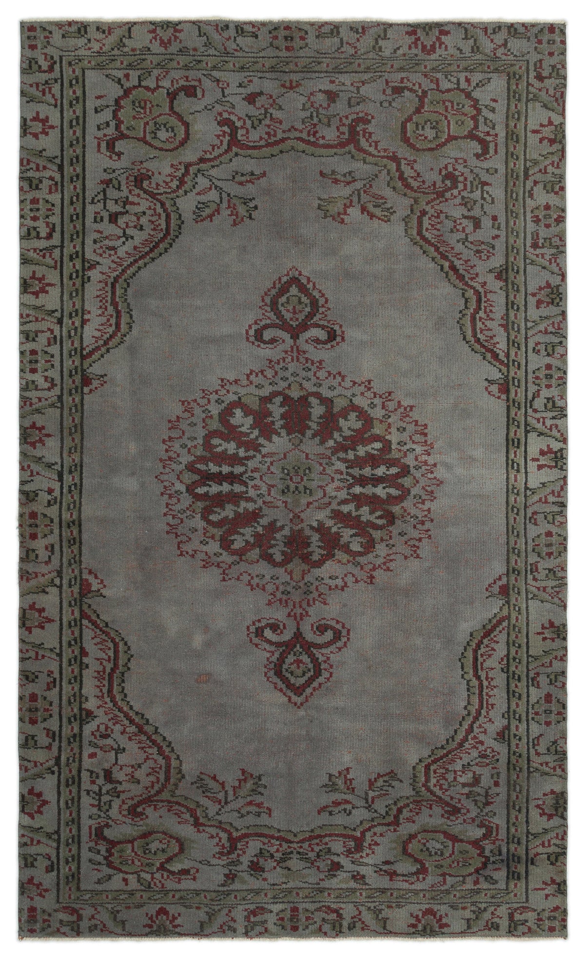 Gray Over Dyed Vintage Rug 5&#39;3&#39;&#39; x 8&#39;8&#39;&#39; ft 160 x 263 cm