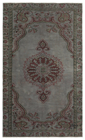 Gray Over Dyed Vintage Rug 5'3'' x 8'8'' ft 160 x 263 cm