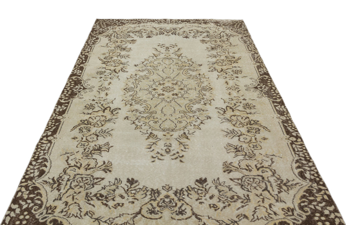 Beige Over Dyed Vintage Rug 5&#39;6&#39;&#39; x 9&#39;4&#39;&#39; ft 168 x 285 cm