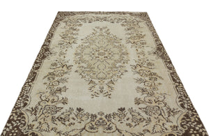 Beige Over Dyed Vintage Rug 5'6'' x 9'4'' ft 168 x 285 cm