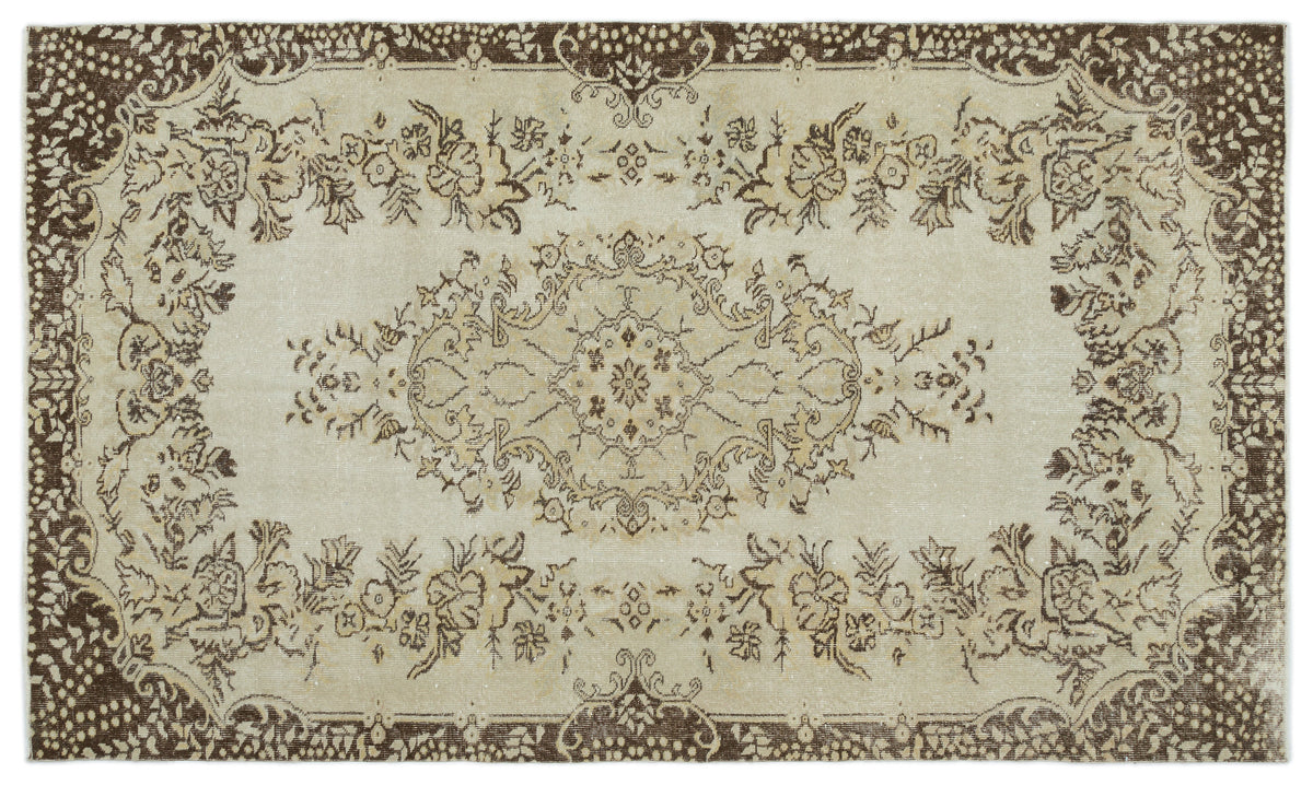 Beige Over Dyed Vintage Rug 5&#39;6&#39;&#39; x 9&#39;4&#39;&#39; ft 168 x 285 cm