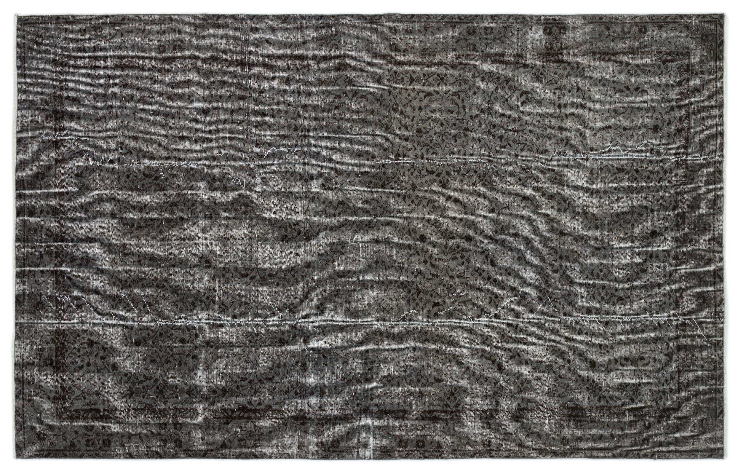 Gray Over Dyed Vintage Rug 6'0'' x 9'5'' ft 183 x 287 cm