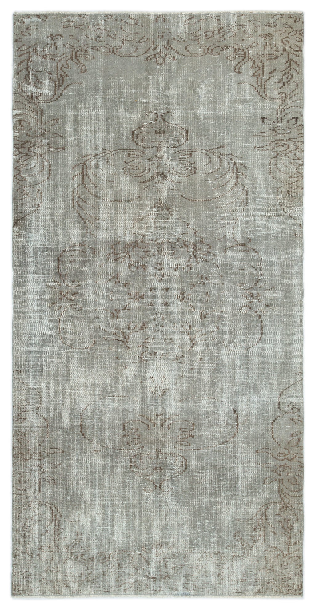 Gray Over Dyed Vintage Rug 4'2'' x 8'2'' ft 126 x 250 cm
