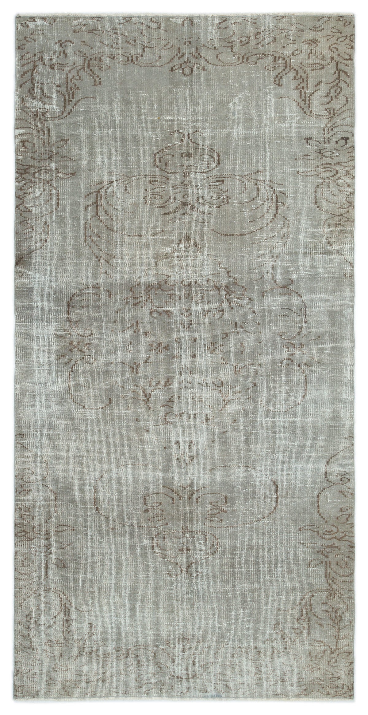 Gray Over Dyed Vintage Rug 4&#39;2&#39;&#39; x 8&#39;2&#39;&#39; ft 126 x 250 cm