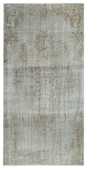 Gray Over Dyed Vintage Rug 4'2'' x 8'2'' ft 126 x 250 cm