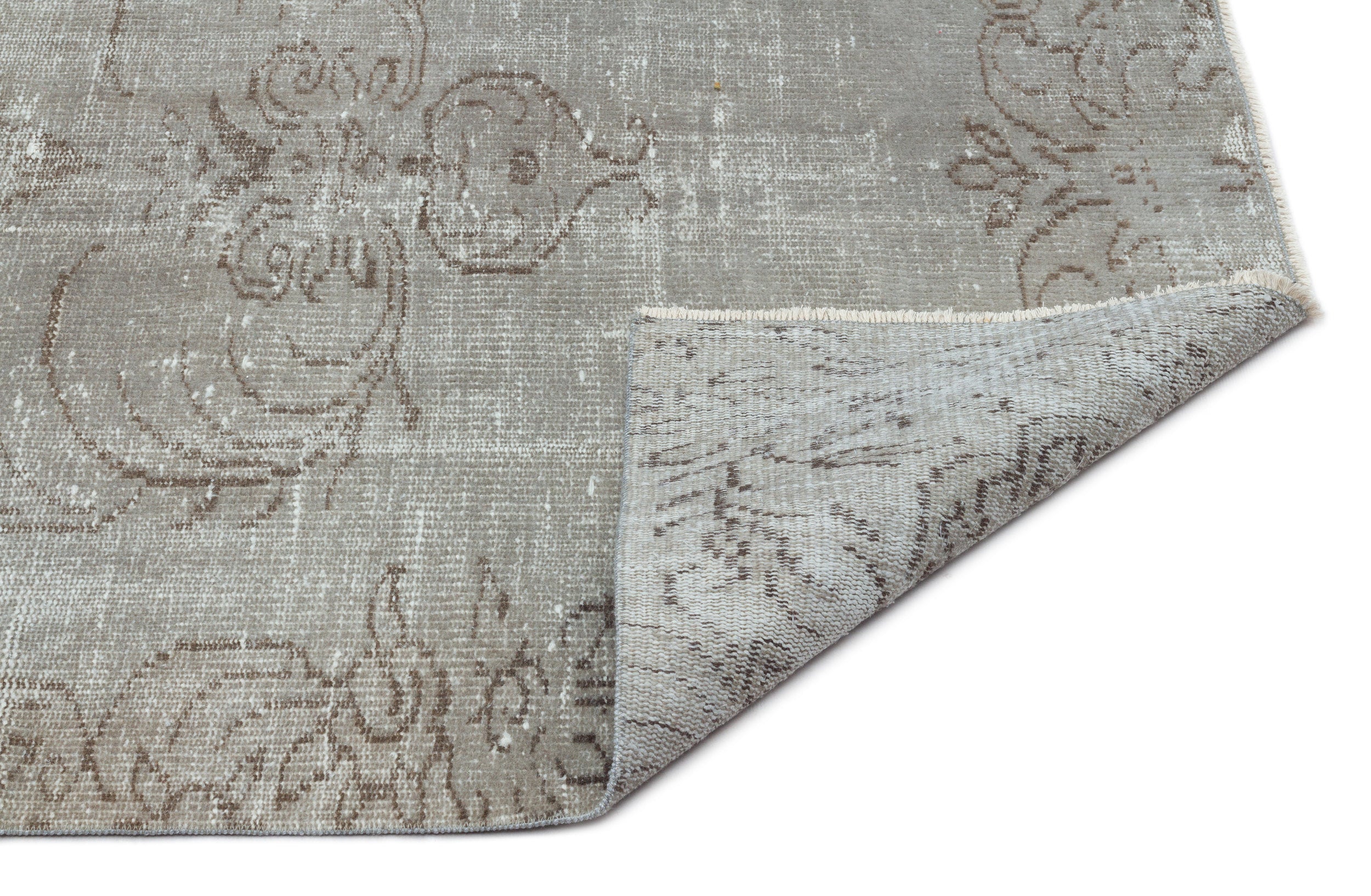 Gray Over Dyed Vintage Rug 4'2'' x 8'2'' ft 126 x 250 cm